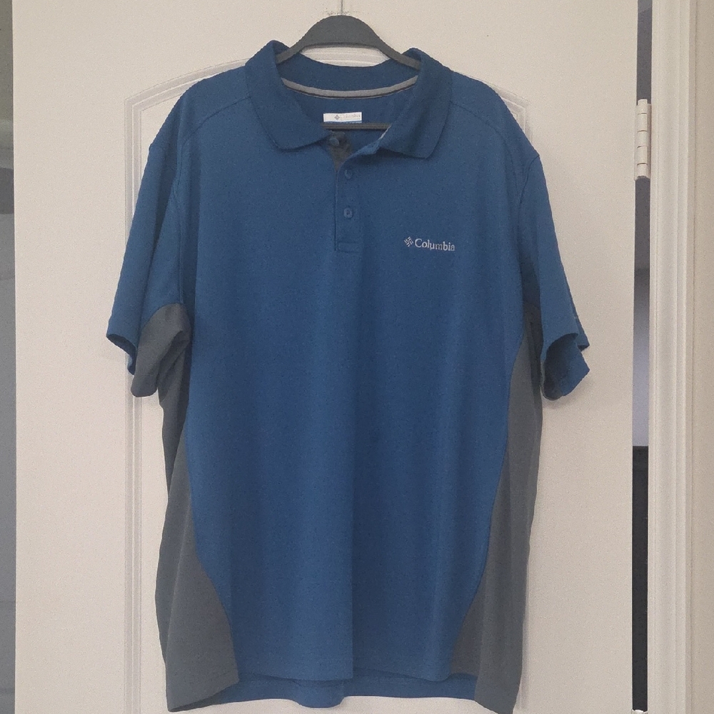 Columbia Nice Blue And Gray Mens Polo Shirt. XL , Very Good Condition